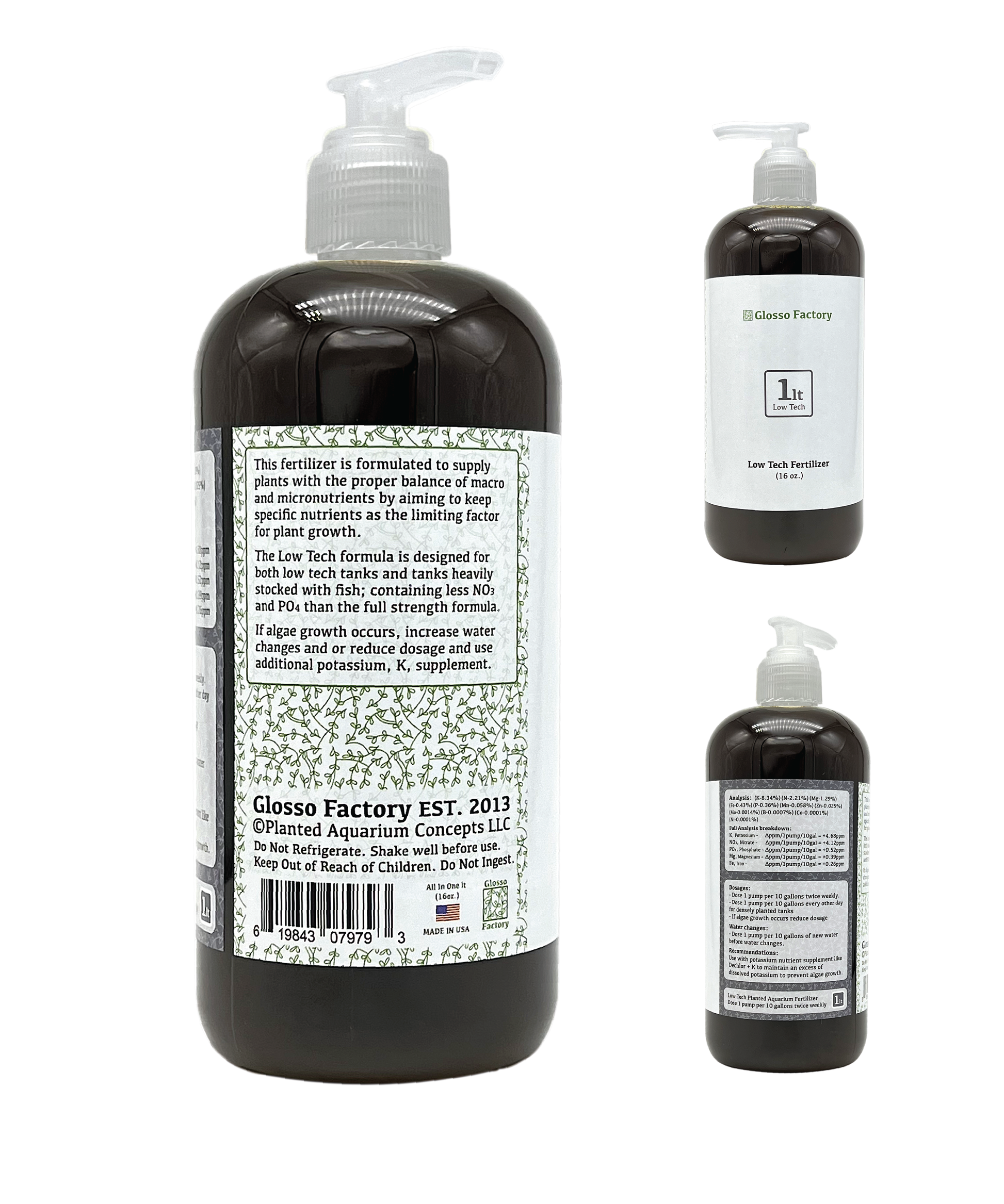 planted tank fertilizer dosing Low Tech All in One Planted Aquarium Fertilizer, 16oz